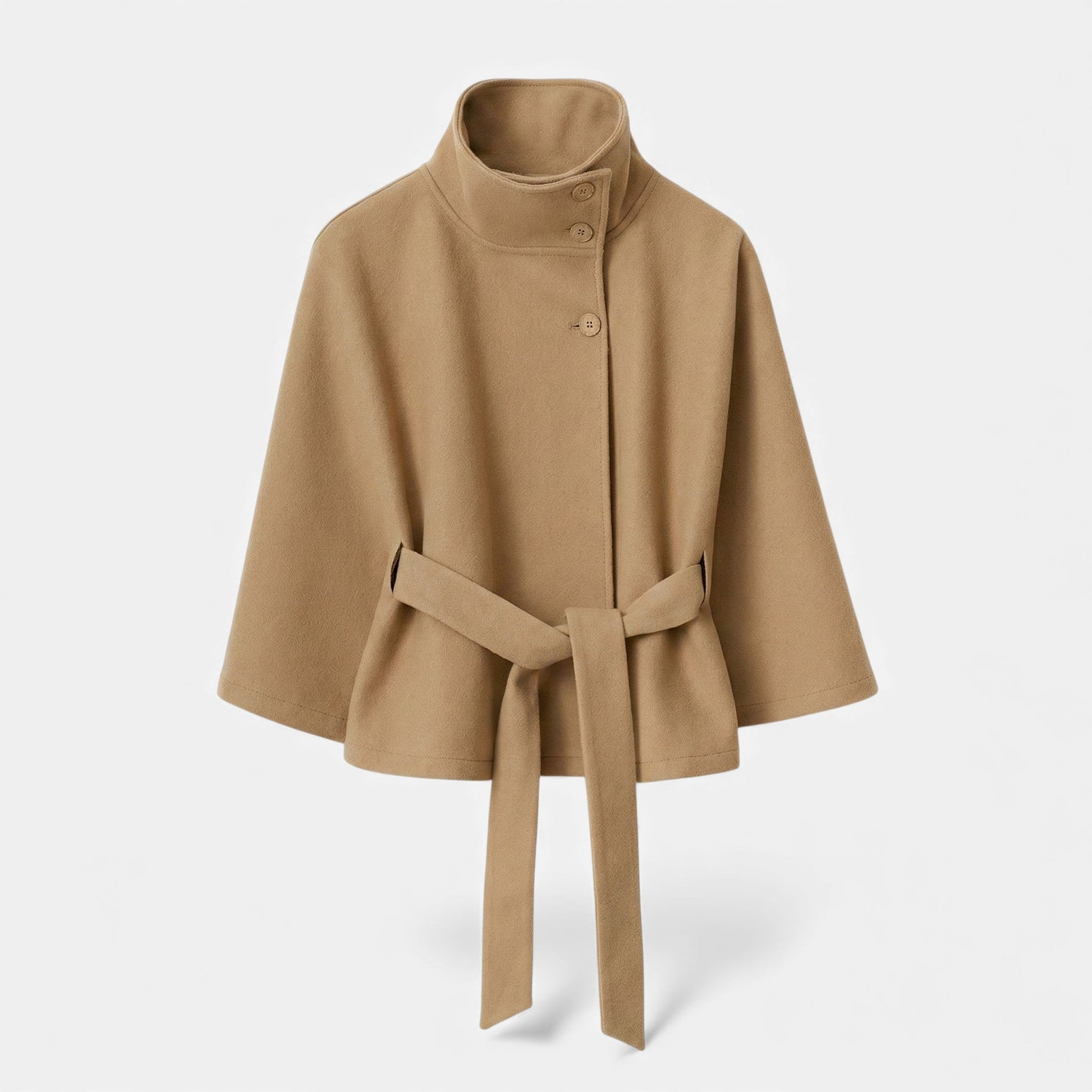 Women’s Fashion Belted Cape Coat for Winter