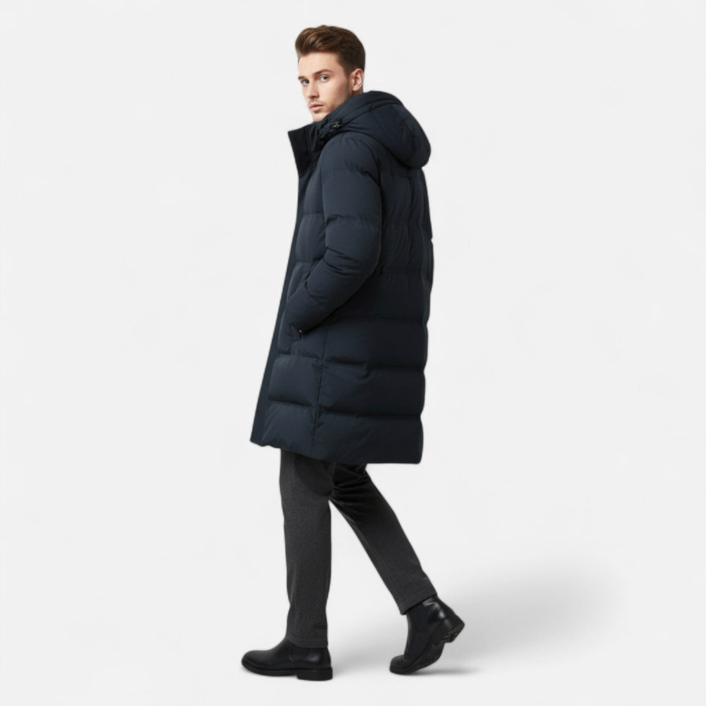Men’s Elegance Insulated Down Practical Winter Parka Coat with Protective Hood