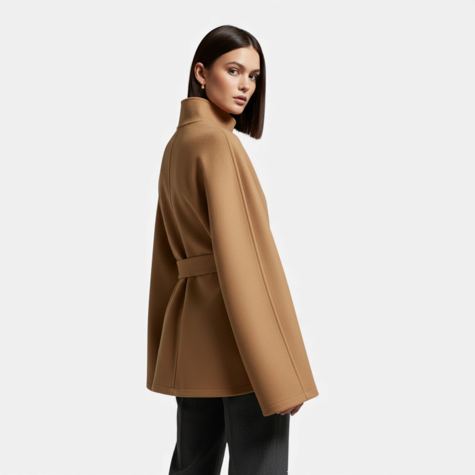 Women’s Fashion Belted Cape Coat for Winter