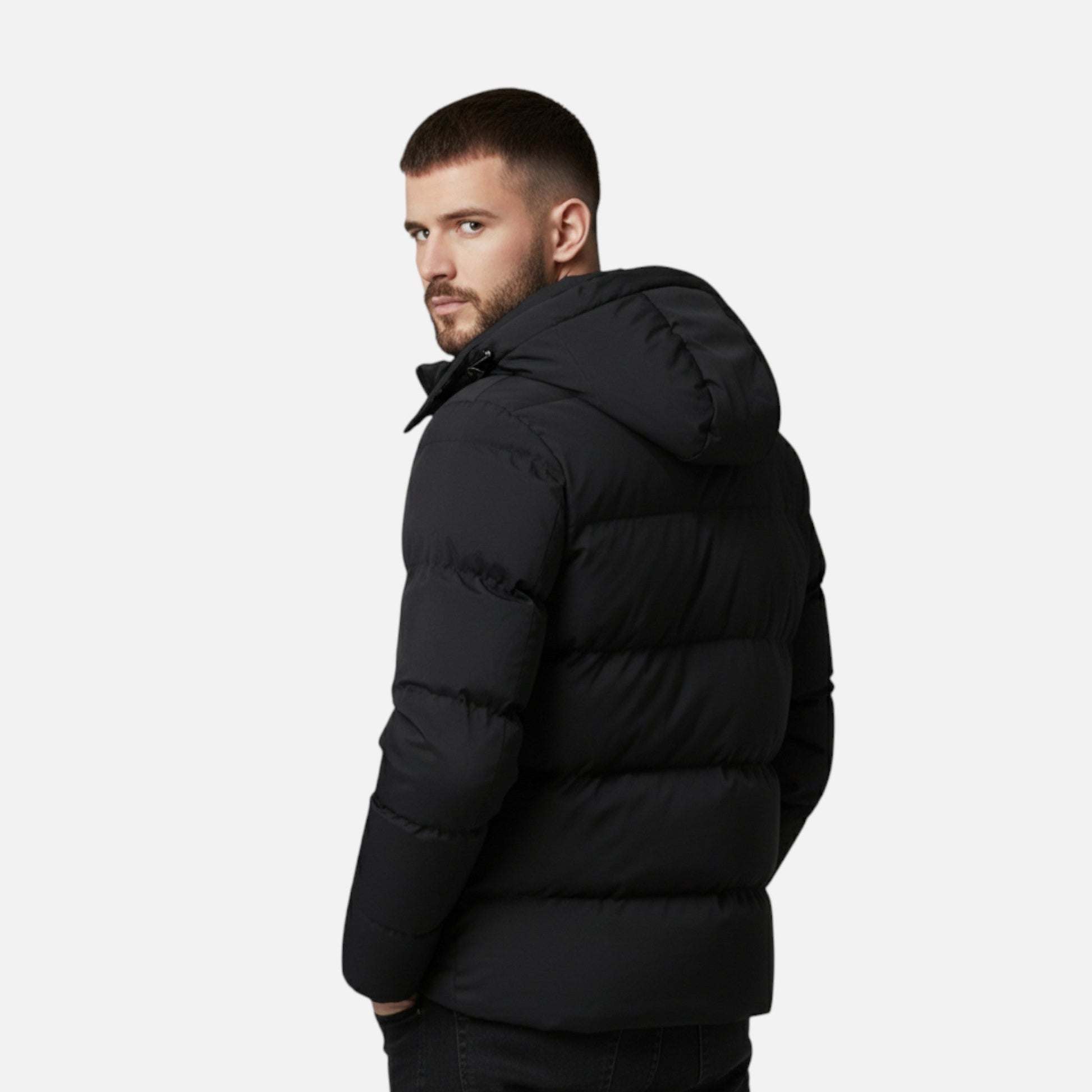 Men’s Stylish Timeless Layer Transitional Hooded Puffer Jacket for Cold Weather