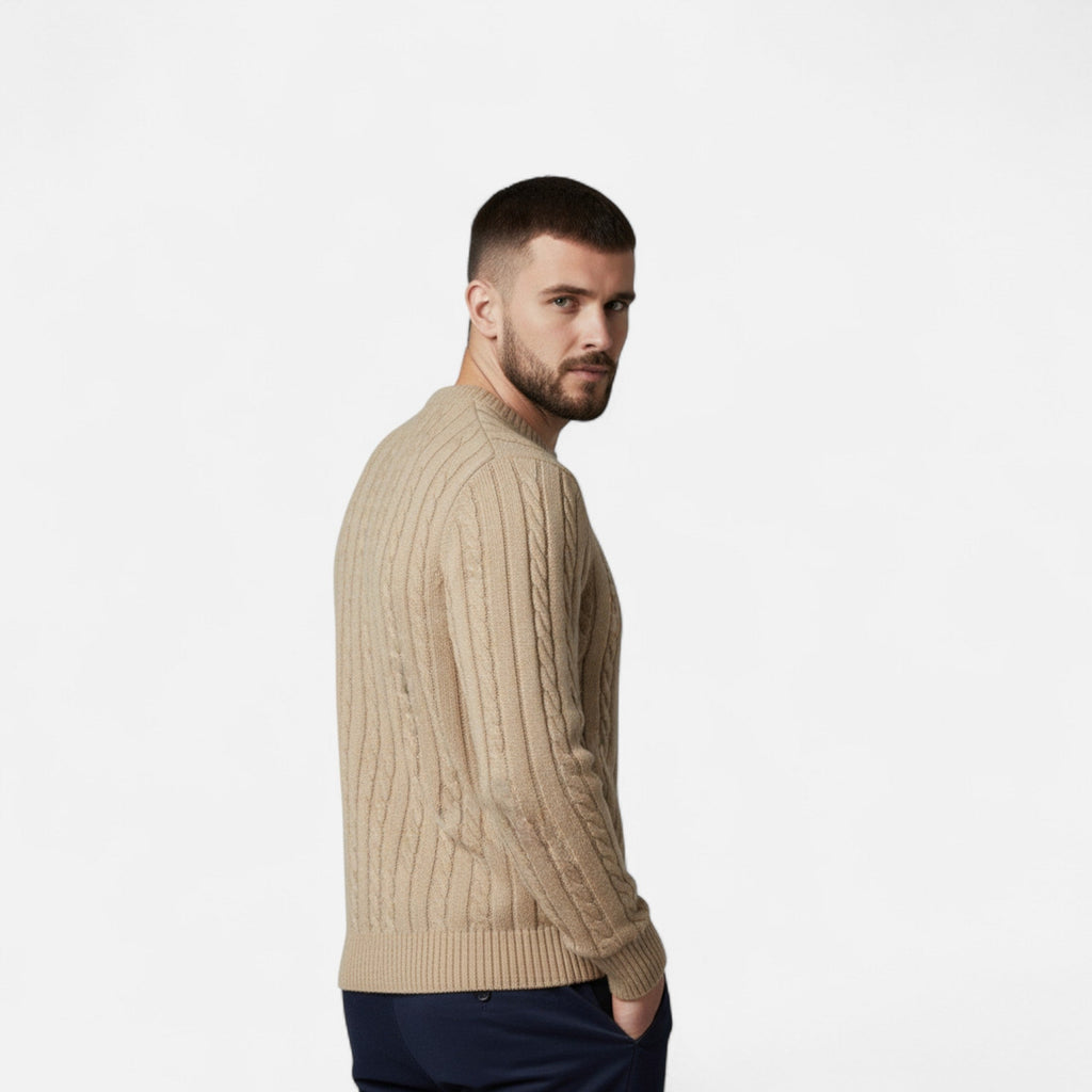 Men’s Classic Knitted Winter Sweater with Round Neckline Style