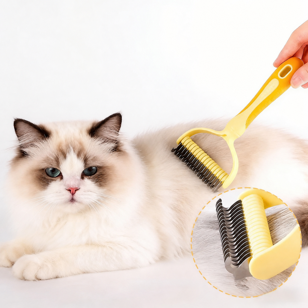 Dog Dematting Tool Undercoat Rake Deshedding Comb Cats Dual Sided
