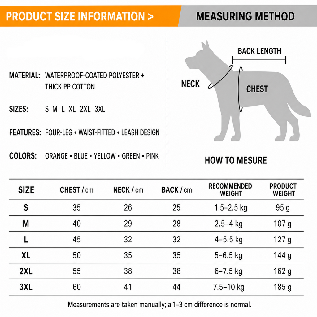 Dog Winter Coat Built-In Harness Fleece Lined Full Body Snowsuit Back Zipper
