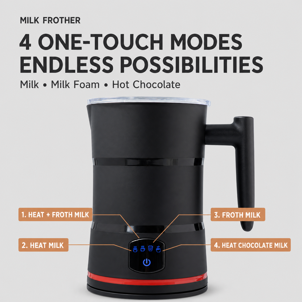 Electric Milk Frother Automatic Stainless Steel Hot Cold Foam Maker Steamer