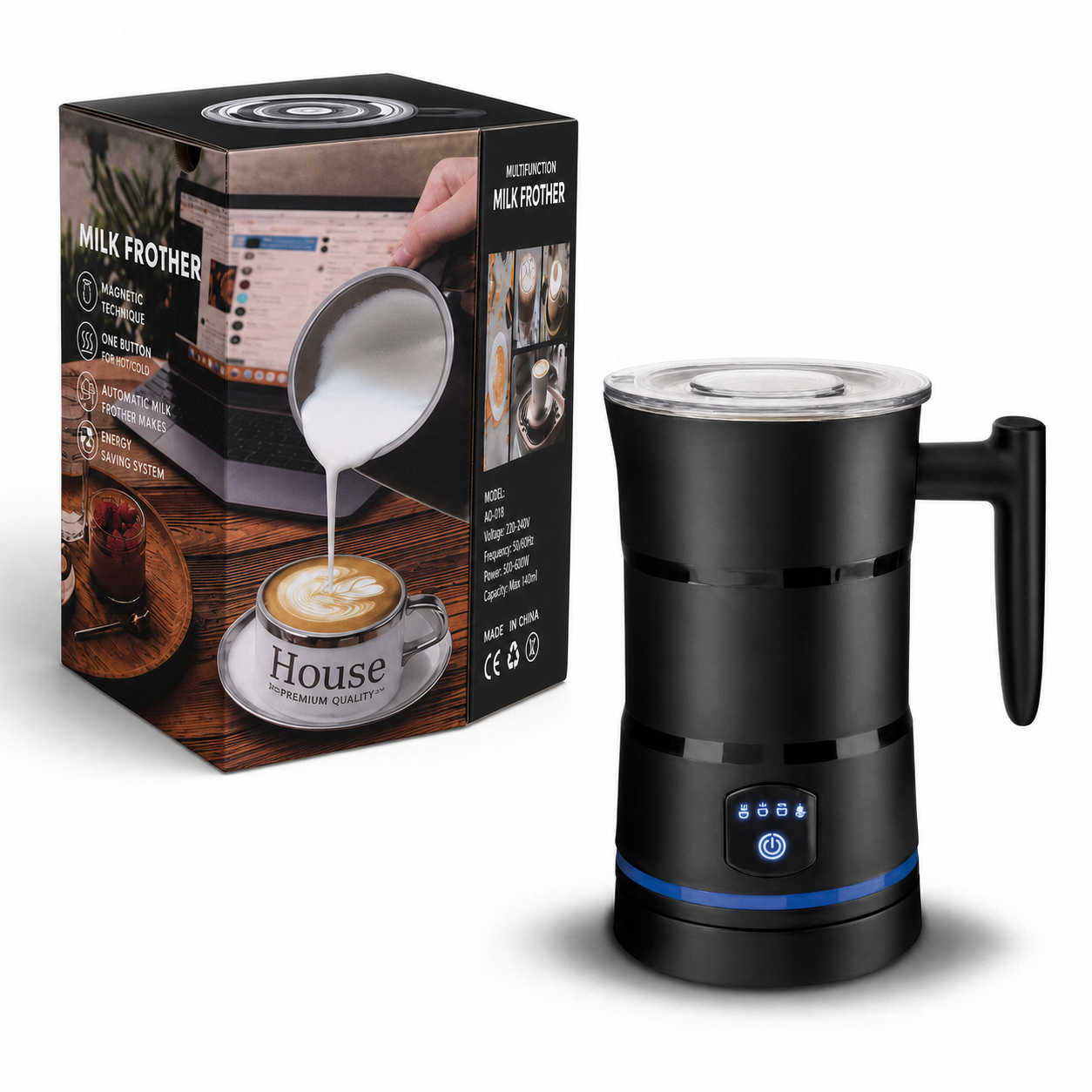 Electric Milk Frother Automatic Stainless Steel Hot Cold Foam Maker Steamer