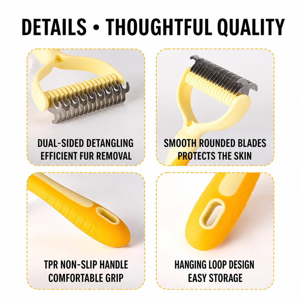 Dog Dematting Tool Undercoat Rake Deshedding Comb Cats Dual Sided