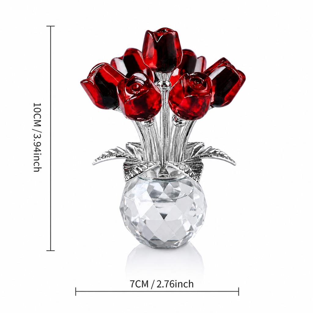 Crystal Rose Gift Eternal Glass Figurine Vase Anniversary Present Her