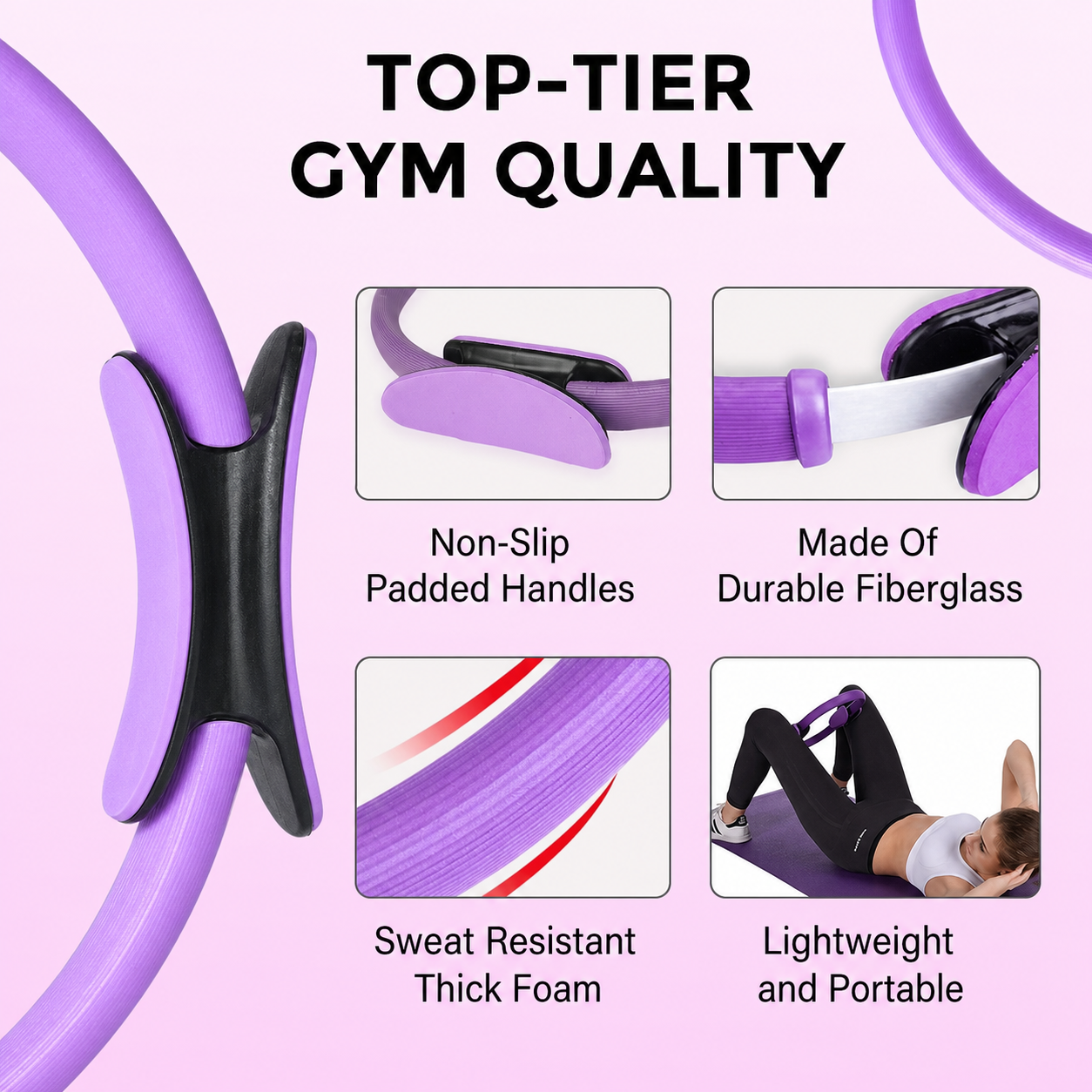 Pilates Ring Magic Circle Dual Grip Inner Thigh Toner Home Fitness