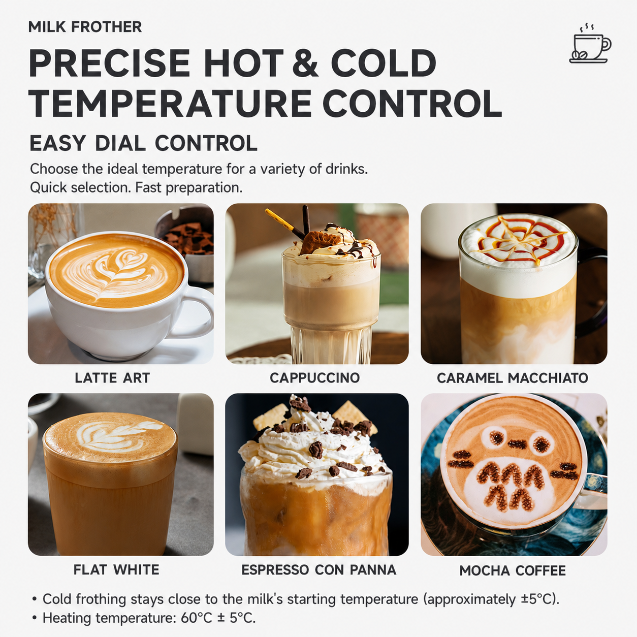 Electric Milk Frother Automatic Stainless Steel Hot Cold Foam Maker Steamer