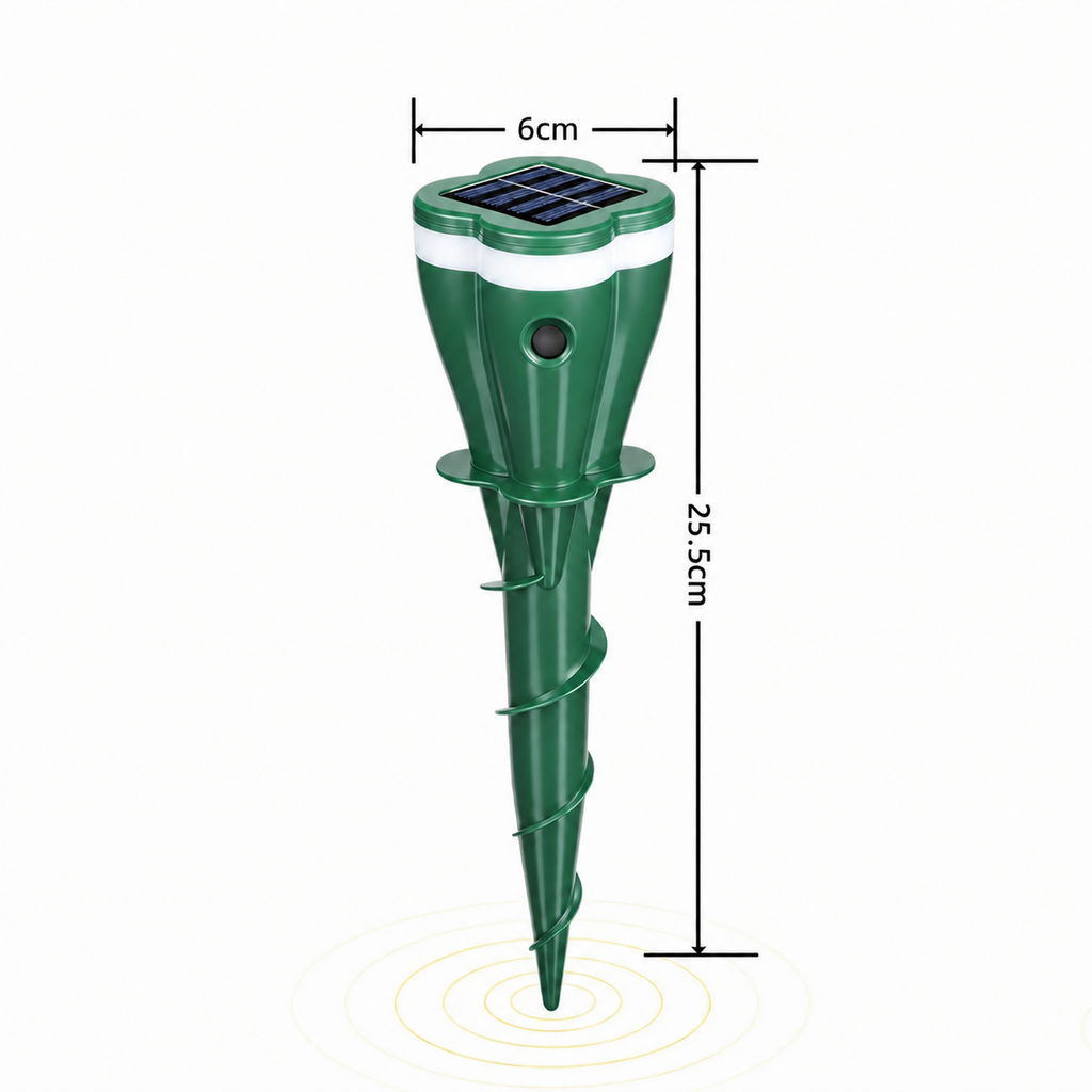 Solar Mole Repellent Stakes Waterproof Gopher Vole Repeller Lawn
