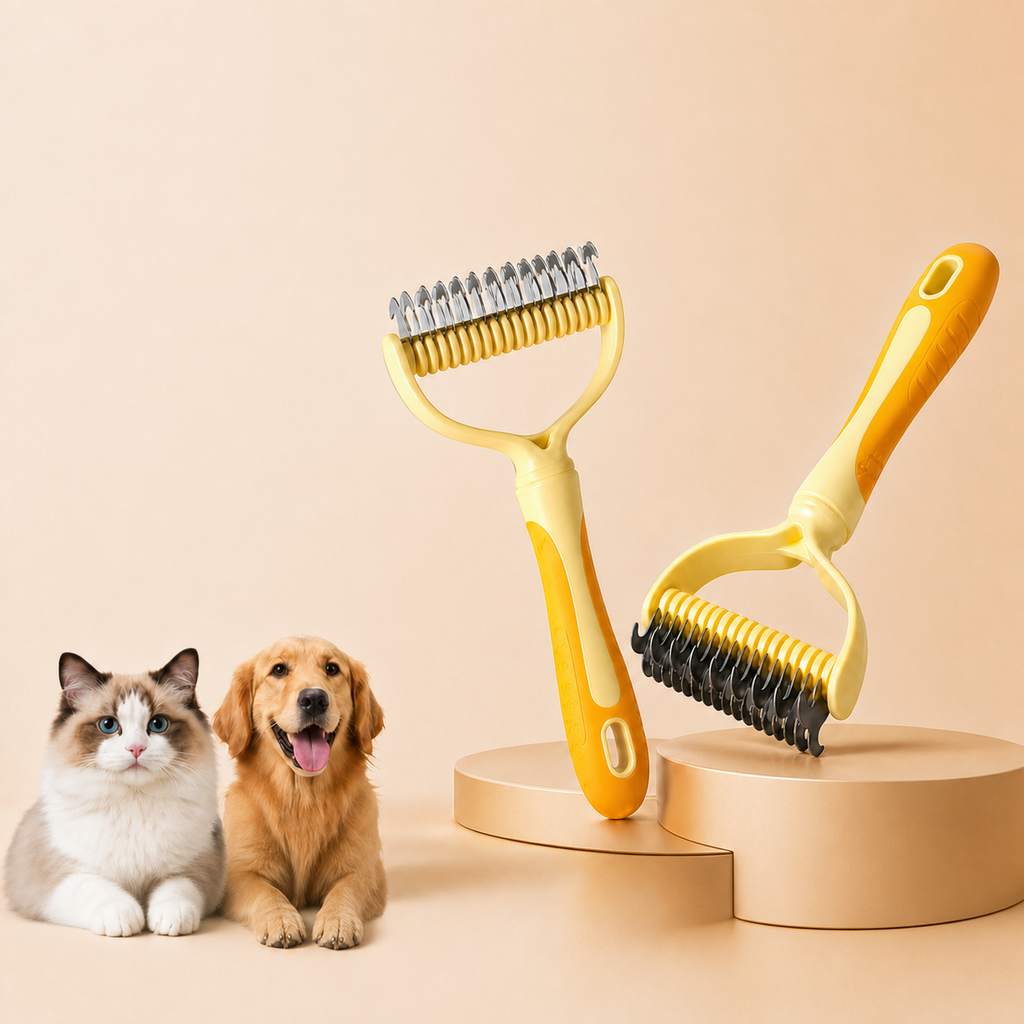 Dog Dematting Tool Undercoat Rake Deshedding Comb Cats Dual Sided