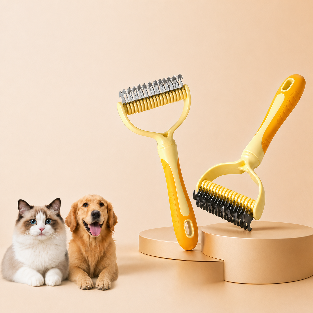 Dog Dematting Tool Undercoat Rake Deshedding Comb Cats Dual Sided