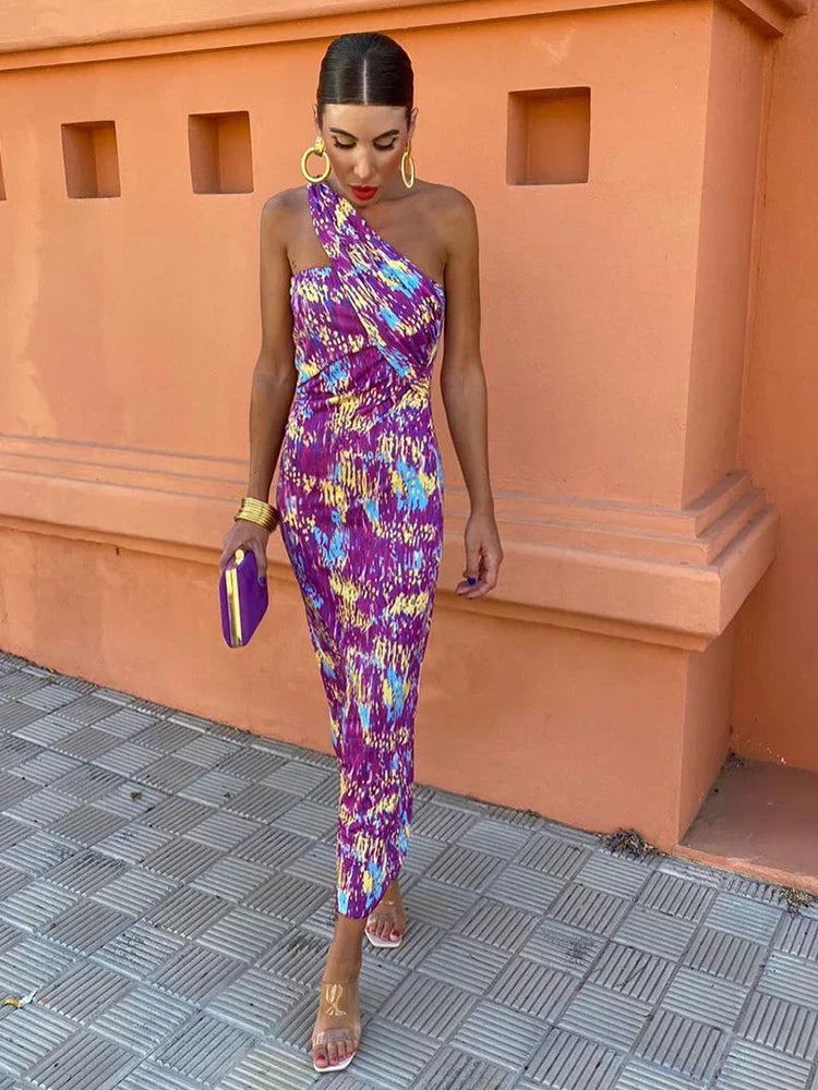 Women’s chic one-shoulder summer dresses for evening events