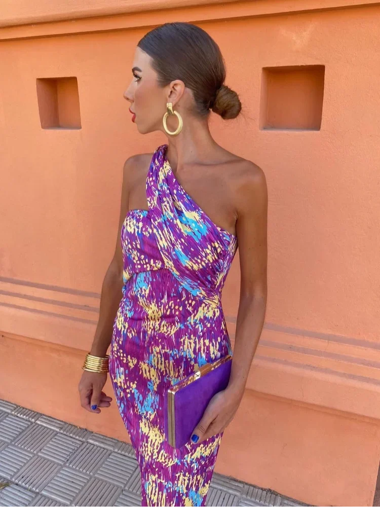 Women’s chic one-shoulder summer dresses for evening events