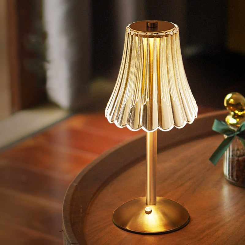 Exquisite Crystal LED Table Lamp with Touch Control and Dimmable Light