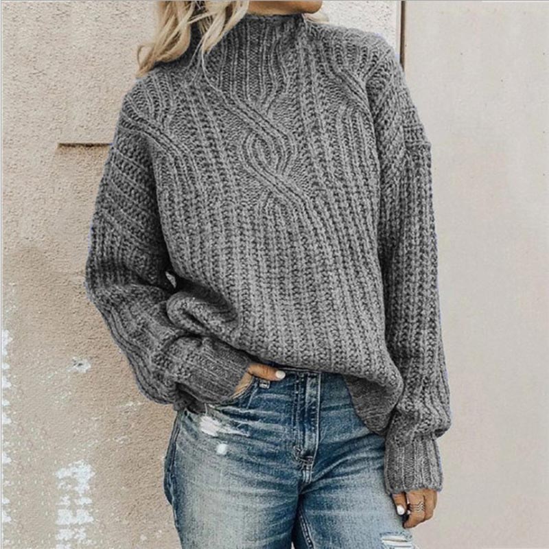 Casual Knitted Turtleneck Warm Sweater for Women