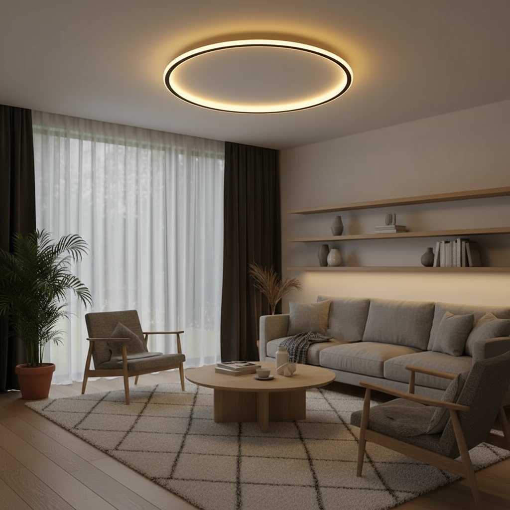 Modern Scandinavian Round LED Ceiling Light – Minimalist Flush Mount Lamp