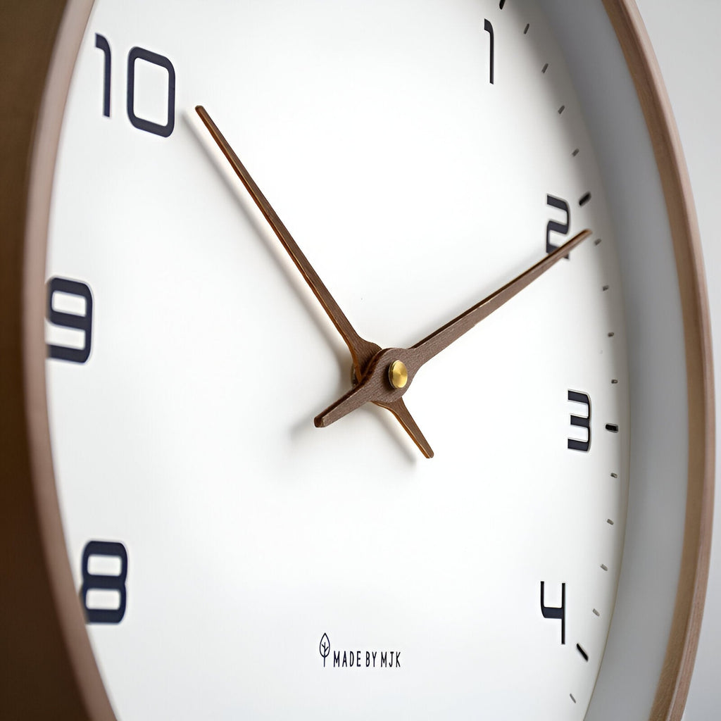 Minimalist Wall Clock Wood Frame Nordic Scandinavian Silent Quartz - Image 4