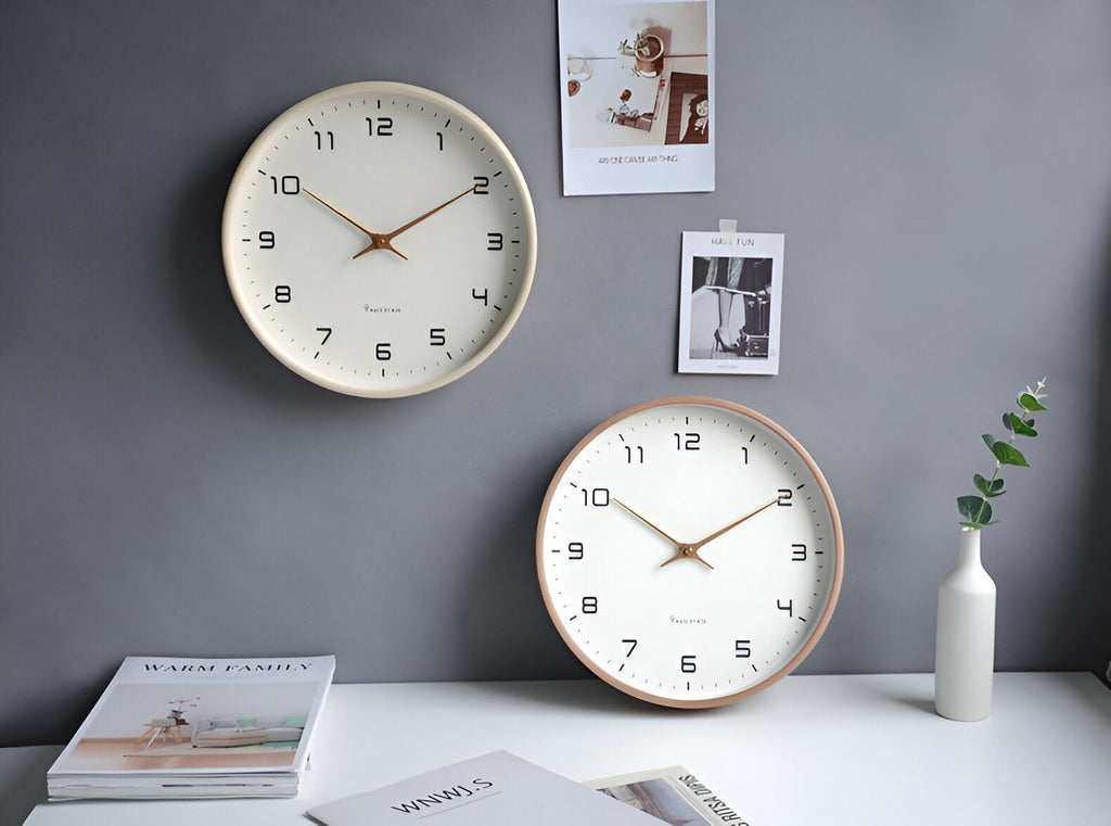 Minimalist Wall Clock Wood Frame Nordic Scandinavian Silent Quartz - Image 5