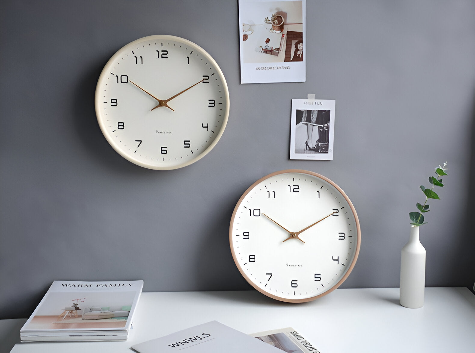 Minimalist Wall Clock Wood Frame Nordic Scandinavian Silent Quartz - Image 5