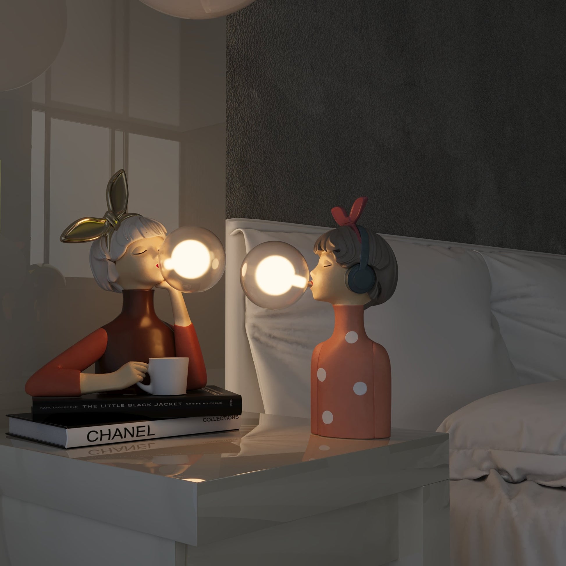 Artisan Sisters Table Lamp Elegant Handcrafted Wooden Base - Image 8