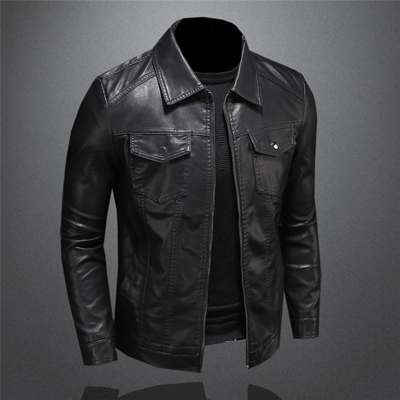 Timeless Elegance Durable Casual Outdoor Leather Jacket for Men