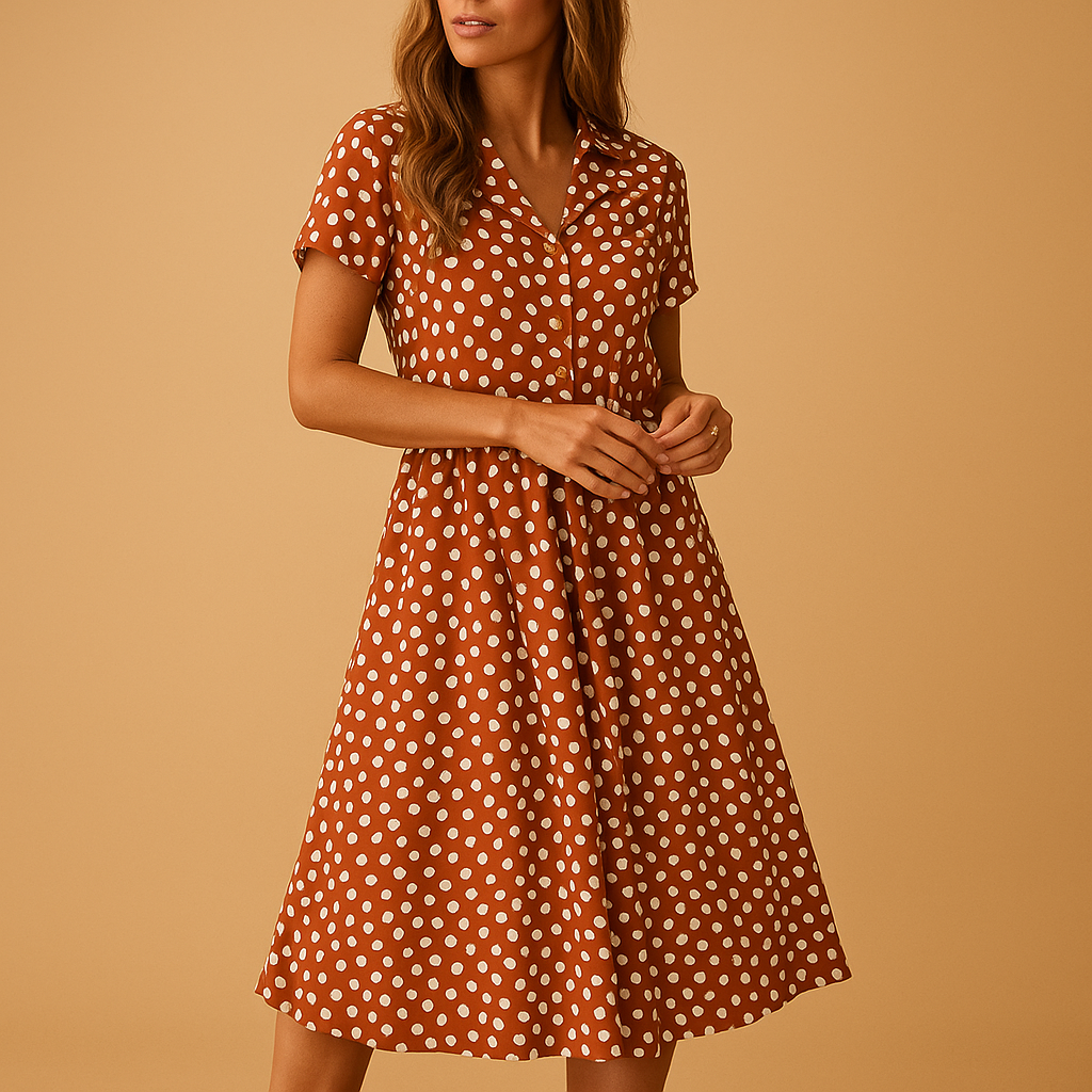 Women's Elegant Occasion Midi A-Line Summer Dresses with V-neckline and Button Details
