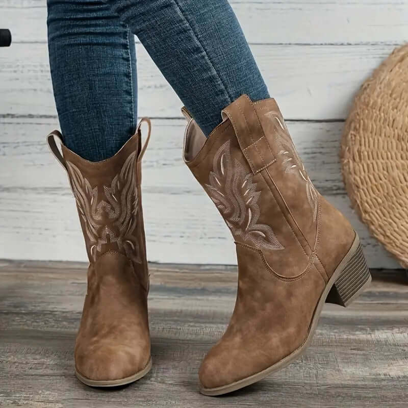 Women’s Fashion Versatile Cowboy Western Style High Boots
