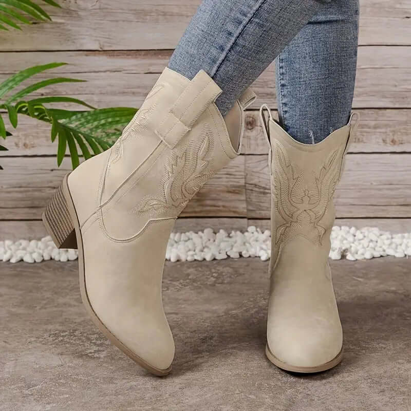 Women’s Fashion Versatile Cowboy Western Style High Boots