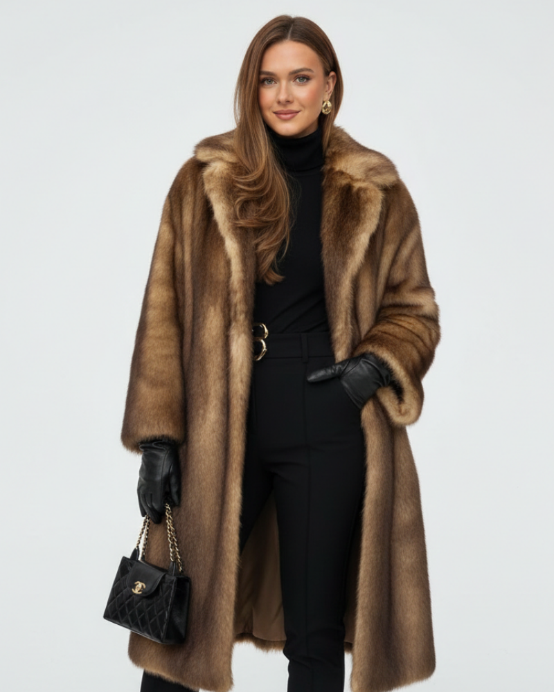 Women's Trendy Warm Long Fluffy Winter Coat - Protection Against Cold and Wind