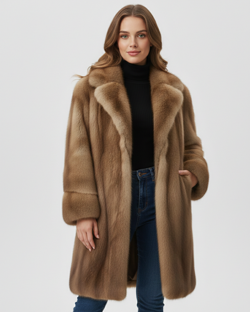 Women's Trendy Warm Long Fluffy Winter Coat - Protection Against Cold and Wind