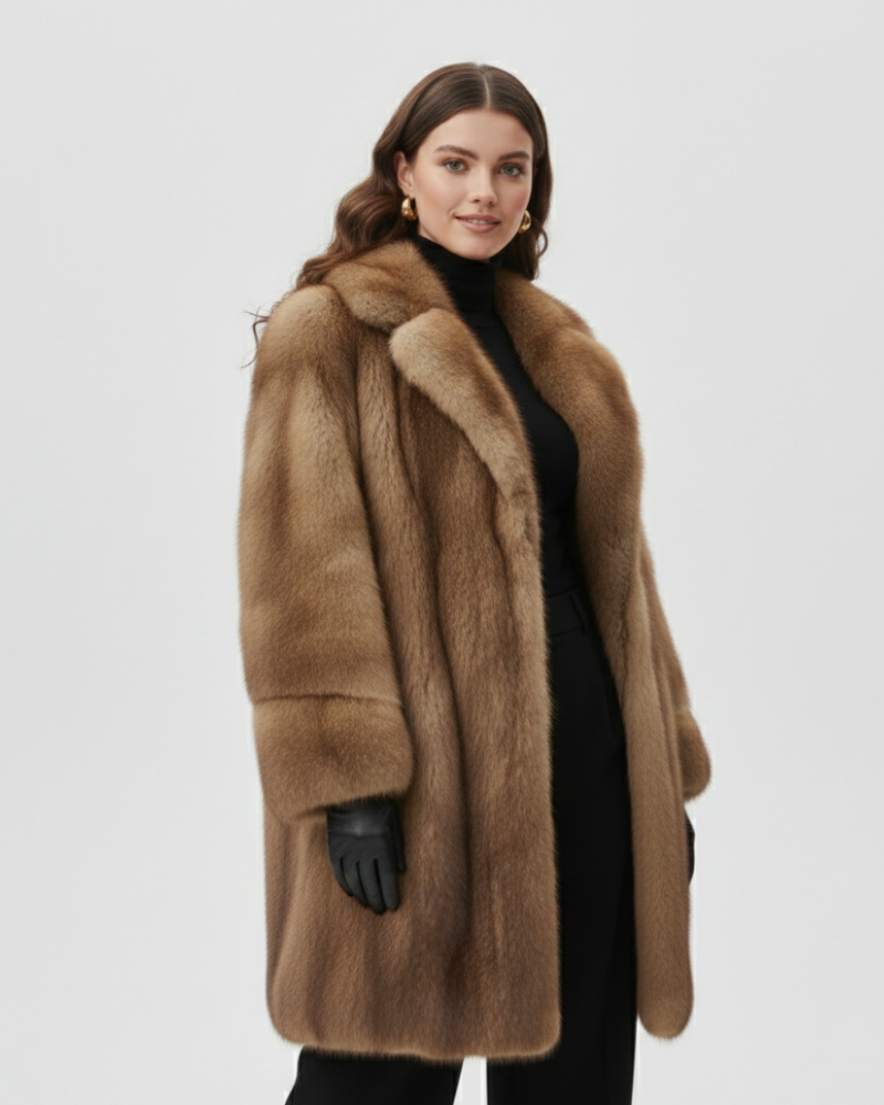Women's Trendy Warm Long Fluffy Winter Coat - Protection Against Cold and Wind