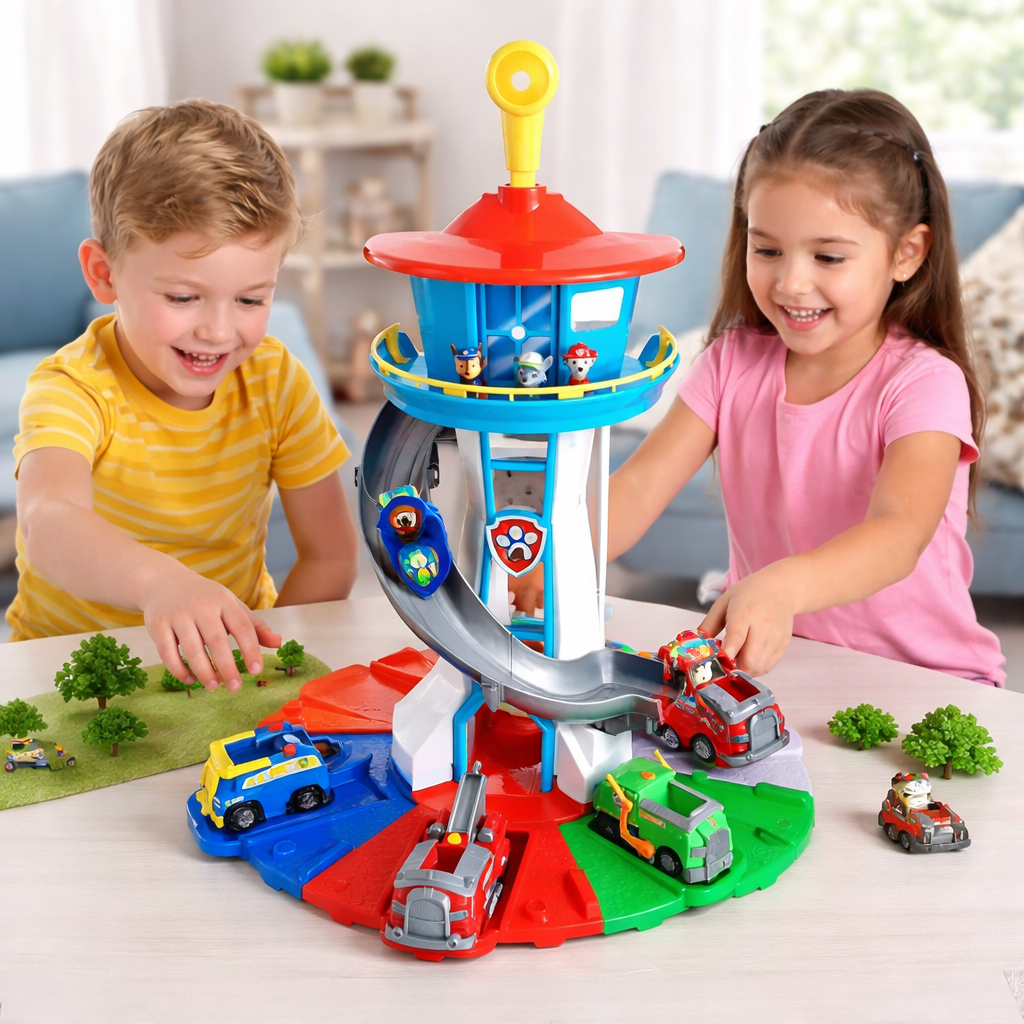 Kids Car Playset Slide Tower Ramp Track Toy Vehicles