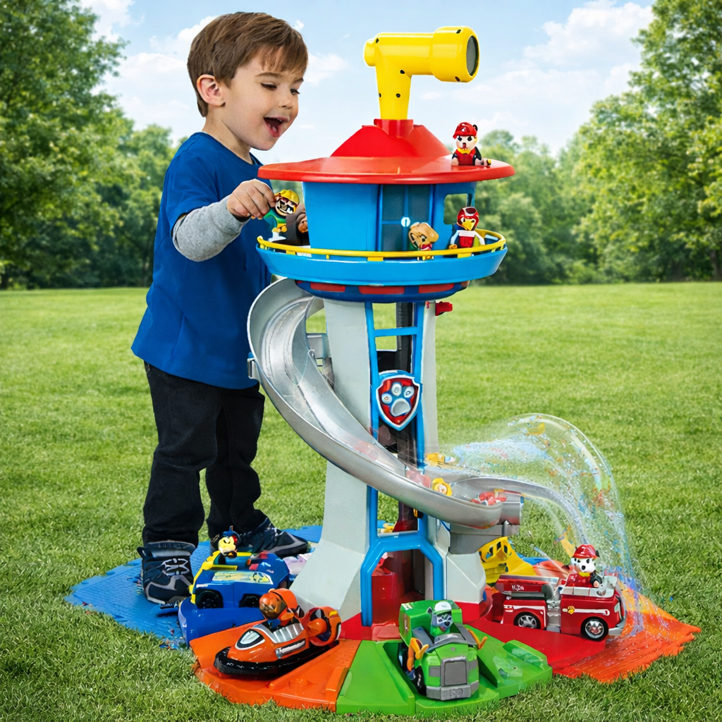 Kids Car Playset Slide Tower Ramp Track Toy Vehicles - Image 3