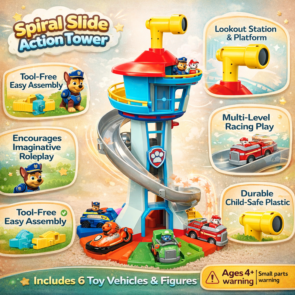 Kids Car Playset Slide Tower Ramp Track Toy Vehicles - Image 5