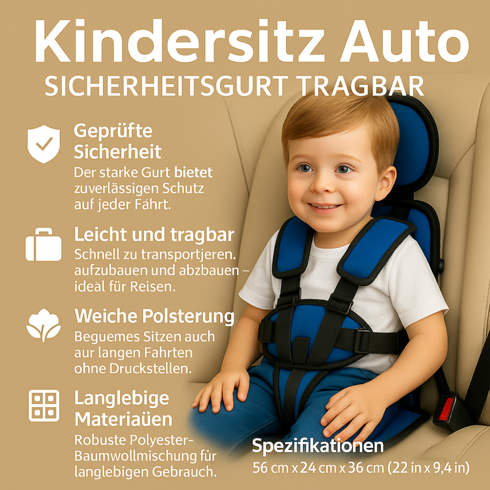 Portable Child Car Seat with Safety Harness