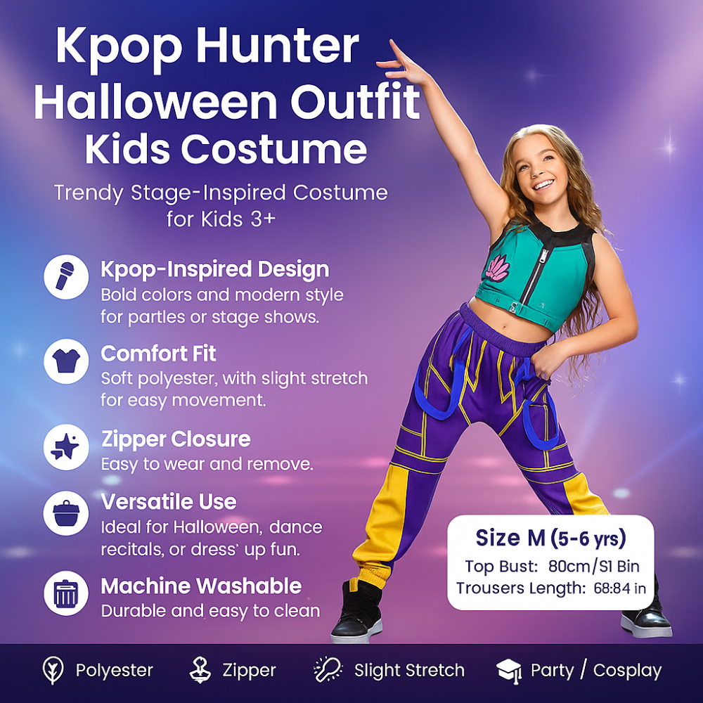 Kpop Hunter Outfit Kids Costume - Image 3