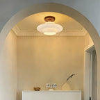 Scandinavian Walnut Wood Glass Flush Mount Ceiling Lamp E27 - Image 15