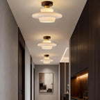 Scandinavian Walnut Wood Glass Flush Mount Ceiling Lamp E27 - Image 16