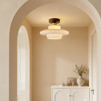 Scandinavian Walnut Wood Glass Flush Mount Ceiling Lamp E27 - Image 17