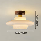 Scandinavian Walnut Wood Glass Flush Mount Ceiling Lamp E27 - Image 13