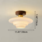 Scandinavian Walnut Wood Glass Flush Mount Ceiling Lamp E27 - Image 7