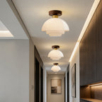 Scandinavian Walnut Wood Glass Flush Mount Ceiling Lamp E27 - Image 9