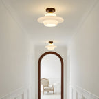 Scandinavian Walnut Wood Glass Flush Mount Ceiling Lamp E27 - Image 18