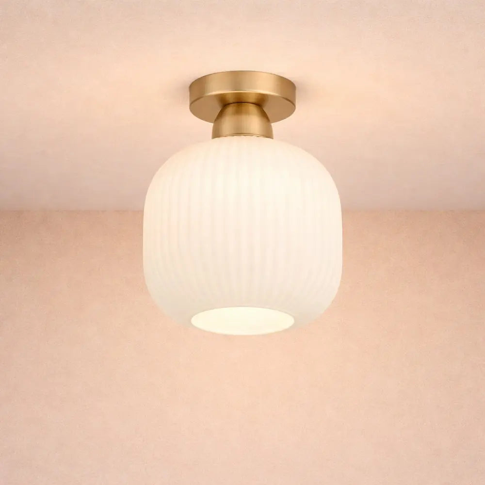 Aureline – LED Ceiling Light Pleated Glass Gold Finish - Image 2