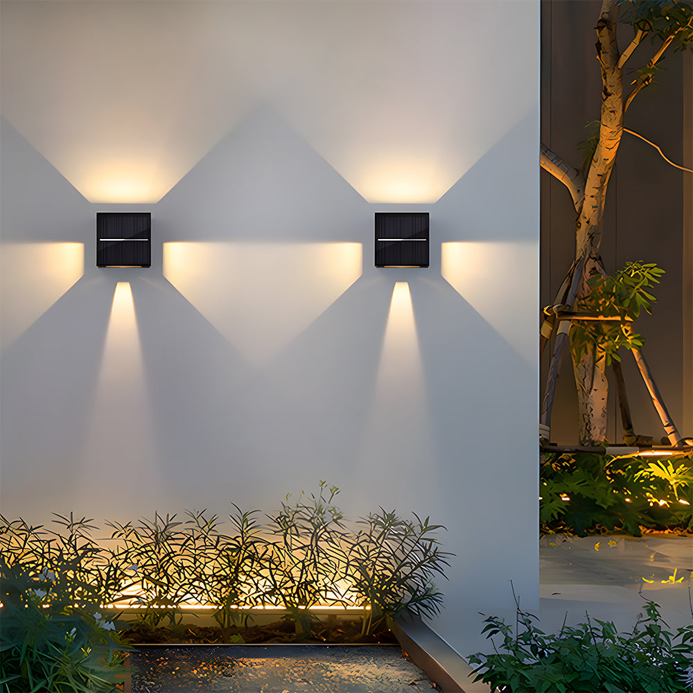 Solar Outdoor Wall Lights Waterproof LED Black Garden Sconce
