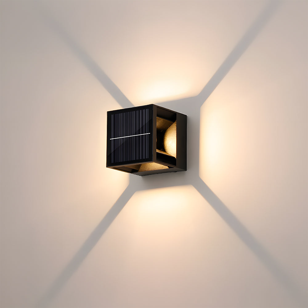 Solar Outdoor Wall Lights Waterproof LED Black Garden Sconce - Image 6