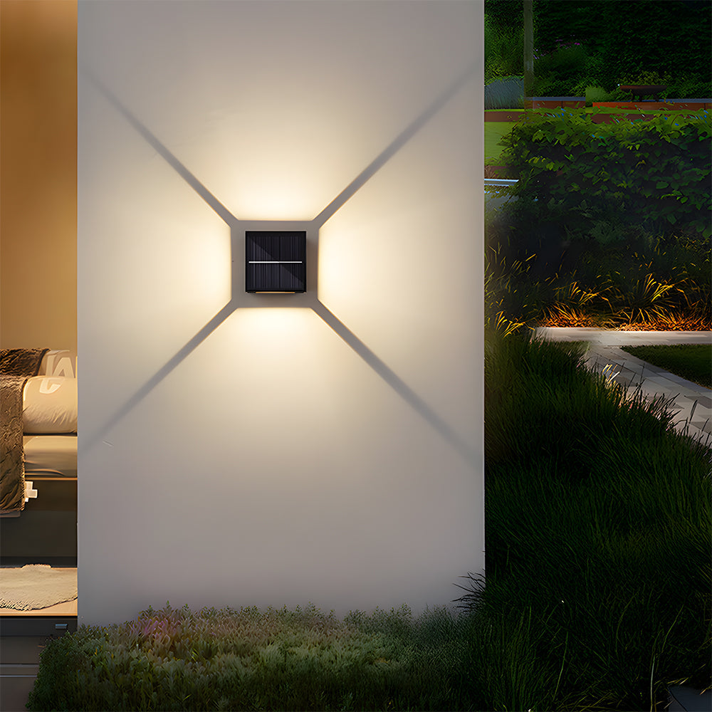 Solar Outdoor Wall Lights Waterproof LED Black Garden Sconce - Image 2