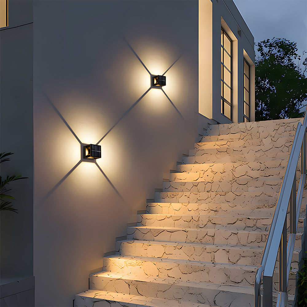 Solar Outdoor Wall Lights Waterproof LED Black Garden Sconce - Image 4