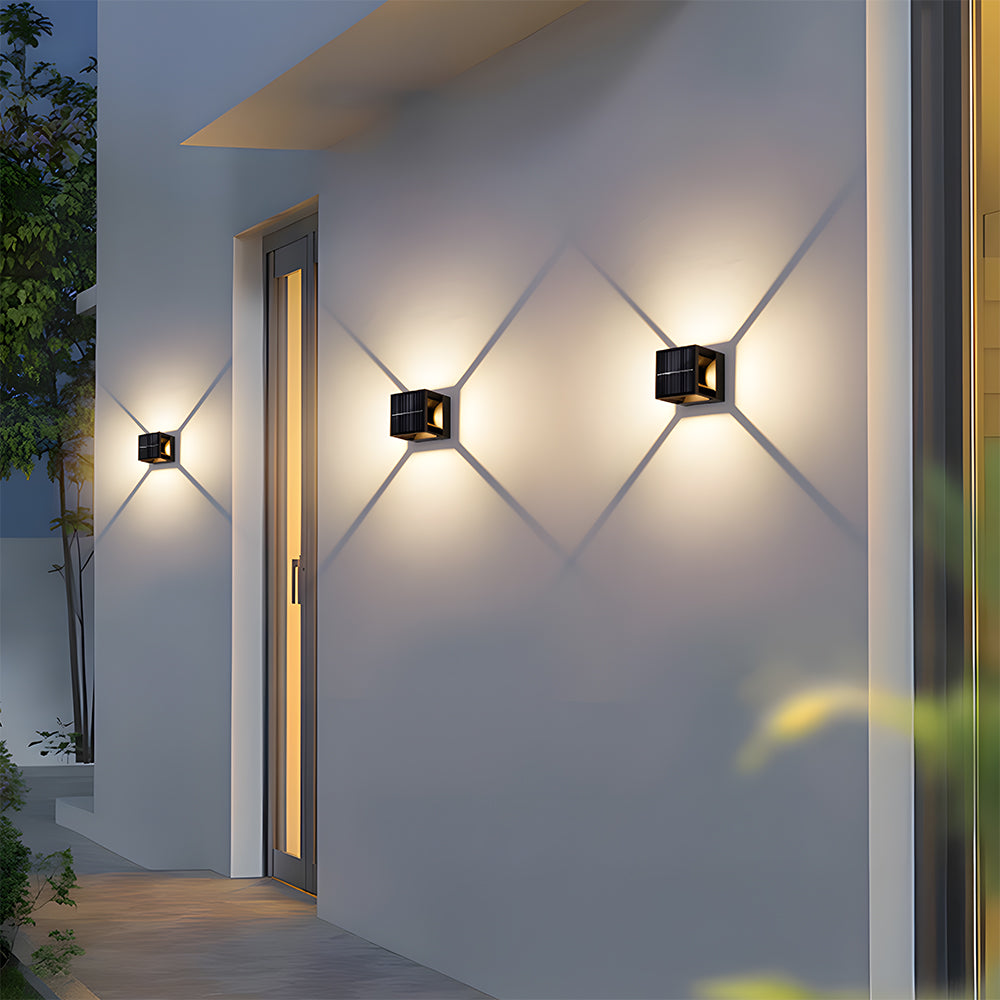 Solar Outdoor Wall Lights Waterproof LED Black Garden Sconce - Image 3